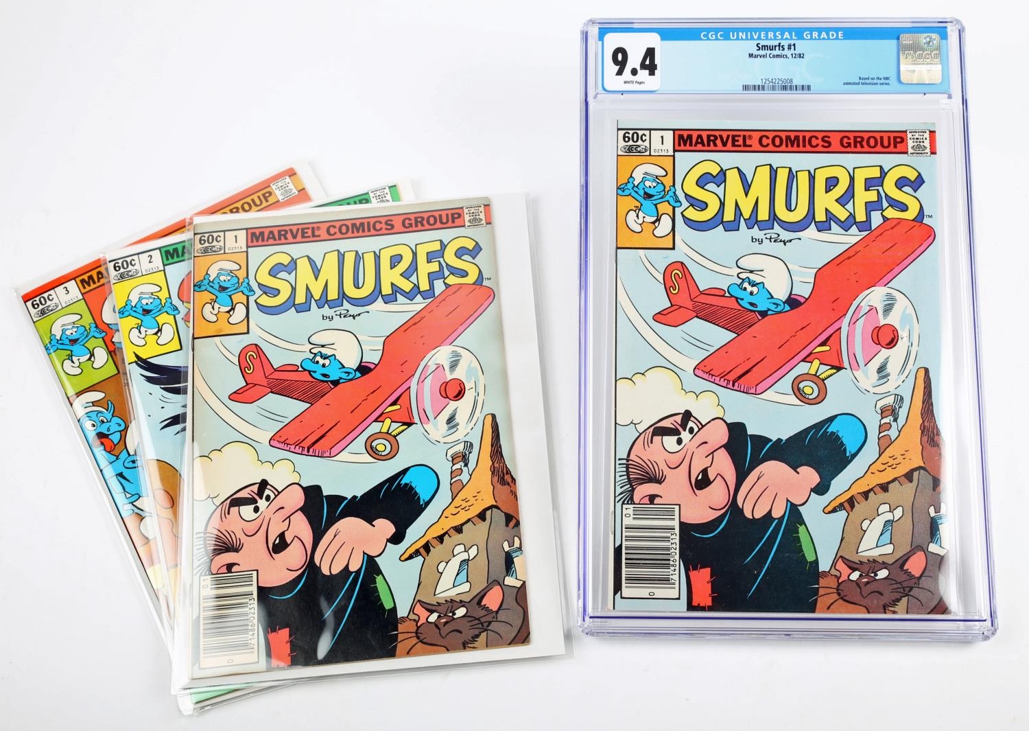 Comics. Smurfs, #1, 2 & 3 (Marvel, 1982) #1 CGC NM/MT 9.8 White pages. Based on the NBC animated