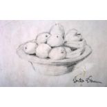 Bertie Ahern (b.1951) Irish. Still life of a bowl of fruit. Pencil on paper, 8" (20cm) x 11" (