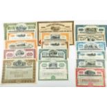 Scripophily, a collection of 52 early 20th century American Railway stock Certificates,