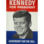 1960 United States Presidential Election, John F. Kennedy campaign poster. A lithographically