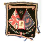 Royal Warwickshire Regiment, Curragh Camp, 1906, needlework regimental colours centered with a