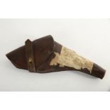 An early 20th century brown leather Webley revolver holster, seized 1st October 1948, bearing postal