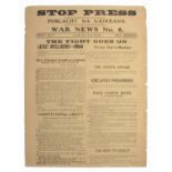 1922 (2 July) Poblacht Na hÉireann STOP PRESS WAR NEWS No. 6 Broadsheet. Includes a headline "The
