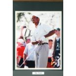 A collection of eleven framed signed photographs of sports, cinema and music stars. Tiger Woods,