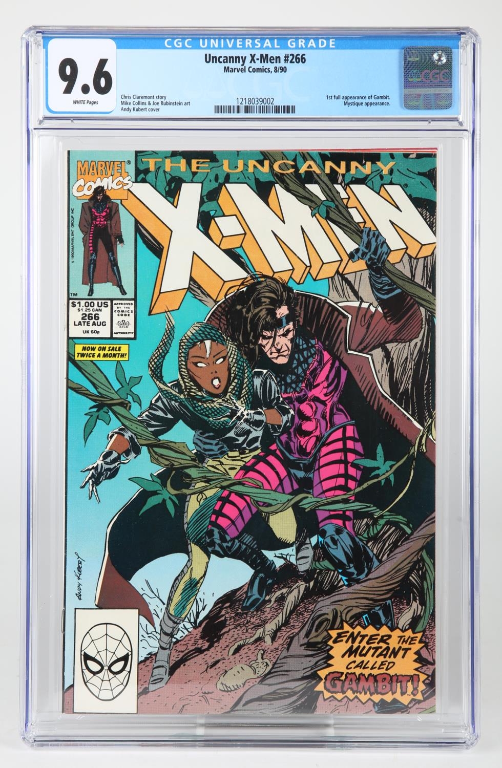 X-Men #266 (Marvel, 1990) CGC NM+ 9.6 White pages, slabbed. First full appearance of Gambit.