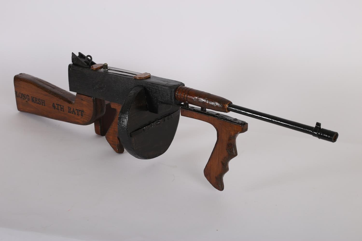 Early 1970s Long Kesh (Ceis Fáda) training weapon. A wooden life-size model of an M1921 Thompson - Image 3 of 3