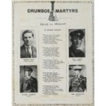 Dromboe Martyrs memorial poem, printed with photographs of the four executed Anti-Treaty soldiers,