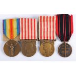 A 1914?1918 Inter-Allied Victory medal, two 1914?1918 Commemorative war medals and a Resistance
