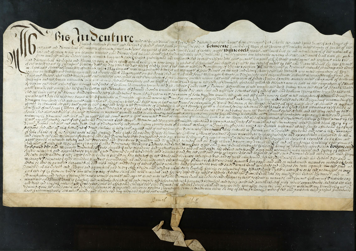 A Charles II document. 1678 (May 13) Deed of Transfer of property from Daniel Hall, Bastergate to