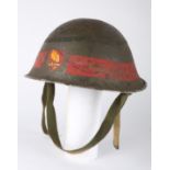 1950s Óglaigh na hÉireann, Military Police, curragh Command steel helmet. The crown with painted red