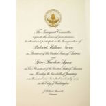 Presidents of the United States of America autographs. An invitation to the inauguration of