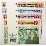 Banknotes. Ireland, 'B' Series set. Fifty Pounds, 05.11.91, aU; Twenty Pounds, 18.11.87, EF; Ten