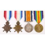 Four 1914-18 Great War medals. Includes three to Irish casualties: 1914-15 Star to 8473. PTE. M.