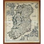 1733 Map of Ireland by Carol Allard, a hand-coloured, engraved map, Hyberniae Regni in Provincias