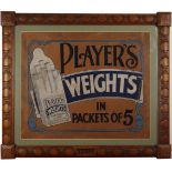 Player's Weights cigarettes, framed trade card, "Player's Weights - In Packs of 5", 18" x 21½" (46 x