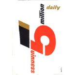 1960 Guinness poster by Abram Games (1914-1996) "Guinness 5 Million Daily", silkscreen printed by