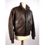 Hard Rock Cafe, New York, 1980s-90s, branded brown leather bomber jacket, the back embroidered
