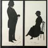 David Lloyd George and his daughter Megan, autographed silhouette portraits of the pair by Beatrice