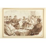 Charles Samuel Keene (1823-1891) English Scene in an Irish Land Court. Pen and ink, 7" x 10" (18 x