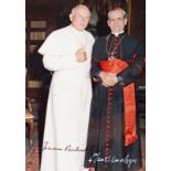 Pope John Paul II. A photograph of Pope John Paul II and a Cardinal signed by both, with embossed