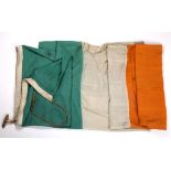 A large linen Irish Tricolour, of a scale used on Government buildings, Army barracks etc. 70" x