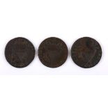 Coins. Ireland, two William and Mary halfpennies 1693 (2) fine (F) and very fine (VF); and a William