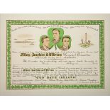 1867 Allen Larkin & O'Brien (Manchester Martyrs) Memorial, Kilrush, Co. Clare, certificate of
