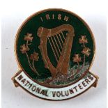 1913. Irish National Volunteers badge. A gilt metal and enamel buttonhole or cap badge, together