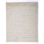 Sir Edward Michael Packenham (1778-1815) Irish soldier and politician, holograph four-page letter, 6