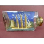 Prisoner of war art, ship in a bottle made by an internee in Port Erin camp, Isle of Man. The ship