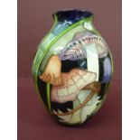Modern Moorcroft oval shaped vase with toadstool decoration - signed Vicky Lovatt - limited
