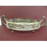 19th / 20thC German 0.800 Silver oval two handled centre piece with decoration of swags, masks,