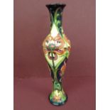 Modern Moorcroft tall slender baluster vase with floral decoration - limited edition 95 / 150 -