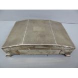 Art Deco silver box with engine turned decoration on bracket feet - Birmingham 1960