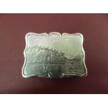 A scalloped rectangular silver vinaigrette by Edward Smith engraved on cover with a Castle on the
