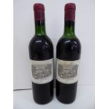 Two bottles Vintage 1965 Chateau Lafite - Rothschild. Ullage (1) top of shoulder, (2) just below top