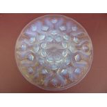 R. Lalique France opalescent glass dish with "Bulbes" pattern, signed to centre, diameter 27.5cm,