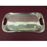 Liberty & Co Archibald Knox design pewter oblong tray with stylistic leaf and berry decoration,