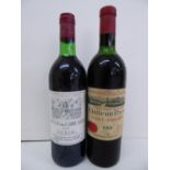 Two bottles of claret Vintage 1966 and 1974 - 1) Chateau Parie, 2) 1974 Moulin des Carruades /