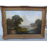 Walter Heath Williams, River landscapes with figures on a track, Oils on canvasses, Signed (1) pair,