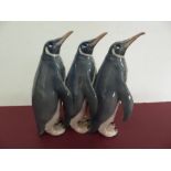 Royal Copenhagen, three penguins No 417B - Ht. 23cm (restored beak)