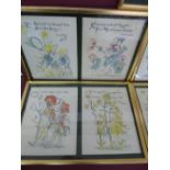 A set of nine water colours after Walter Crane from book illustrations of floral celebrations, 20.