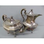 Edwardian silver teapot and coffee pot of of half fluted form - Glasgow 1908 - 48 ozt - maker P