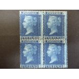 1858 2 penny blue block of four