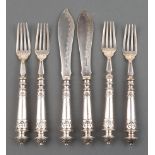 Antique English Silverplate Fish Set for Eighteen , hollow handles, fitted rosewood case Provenance: