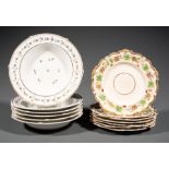 Seven Davenport Creamware Dessert Plates , 19th c., dia. 9 1/2 in; together with 6 Derby soup