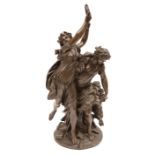 Bronze Figural Group of "Bacchanalia" , after Claude Michel Clodion, signature and inscribed "