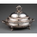 Antique English Silverplate Circular Entrée Dish with Warming Stand , mark of Creswick, Sheffield,