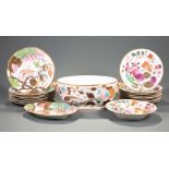 Antique English Porcelain Partial Dinner Service , 19th c., probably Minton, most with puce