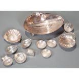 Group of Small Sterling Silver Objects , incl. 4 assorted scallop shells (w. 2 1/2 in. to 4 7/8
